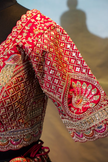 "Mansi 063" Banarasi Meenakari Kadhai Work Silk Lehenga