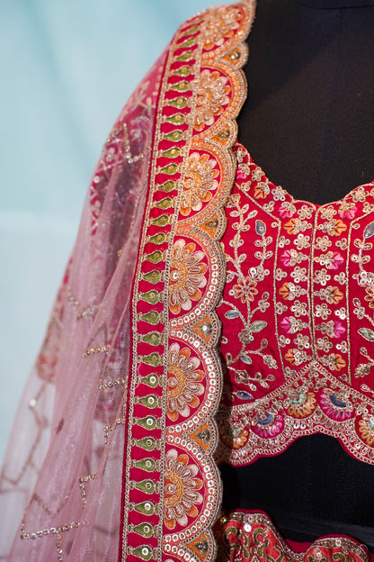 "Mansi 063" Banarasi Meenakari Kadhai Work Silk Lehenga