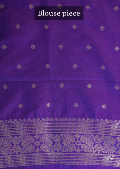 UTSAV BANARAS 324:  Violet Banarasi Raw Silk Saree with Small Zari Buti, Zari Pallu &amp; Mandala Border