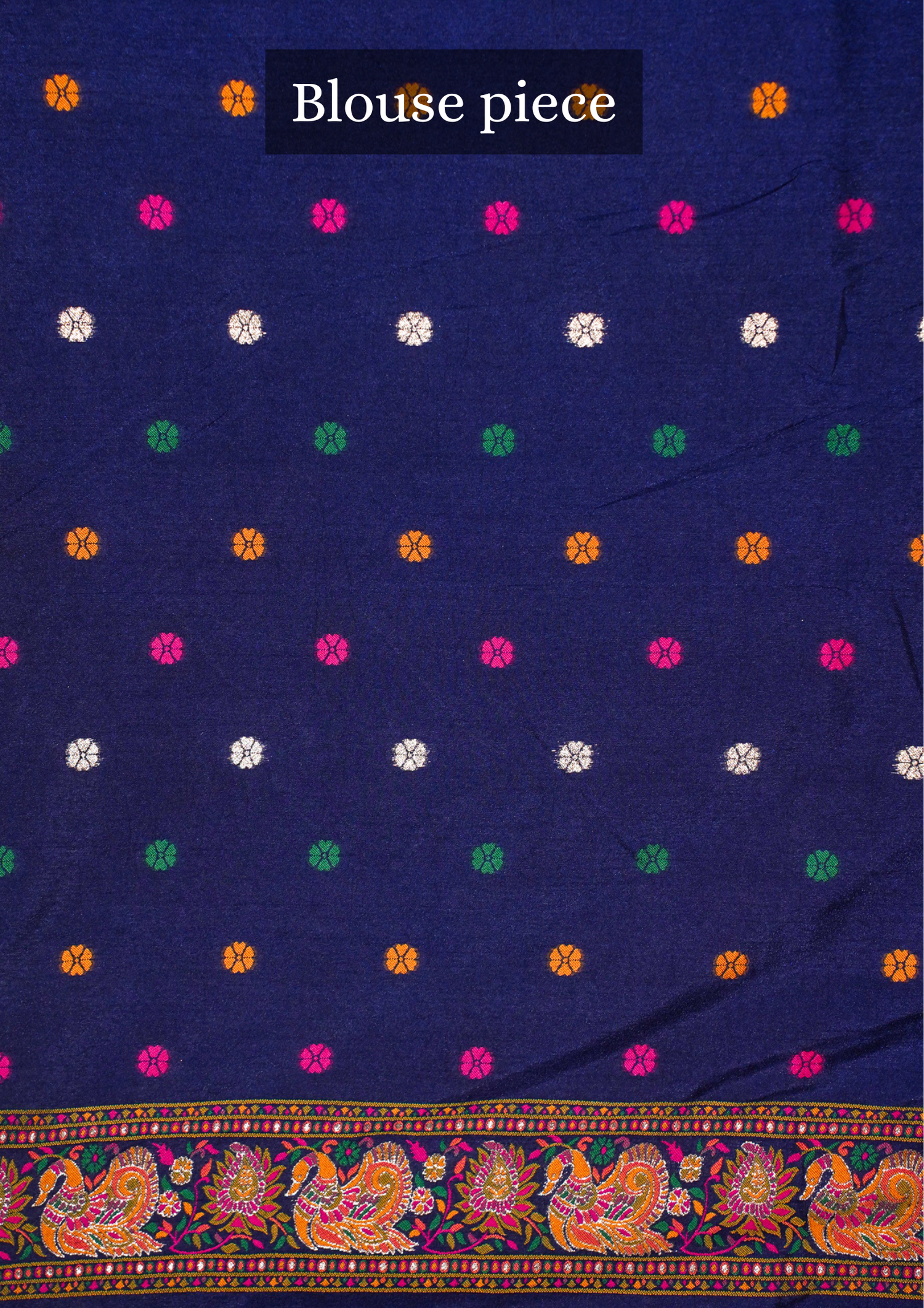 WAAH BANARAS: 131 Ink Blue Pashmina Silk Saree with Artistic Meenakari Work With Beautiful Pallu