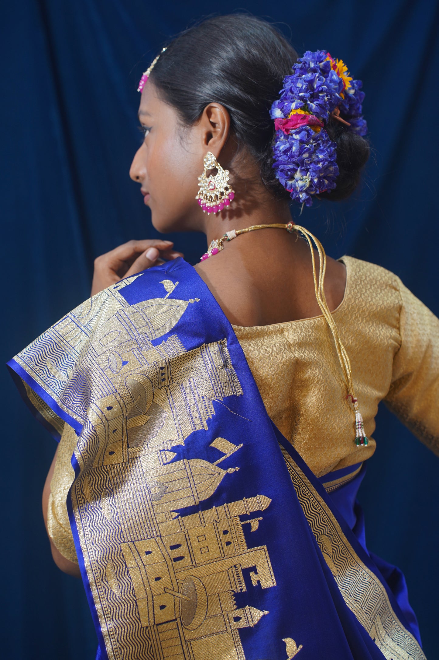 Blue Kashi Ghat Banarasi Masaru Silk Saree