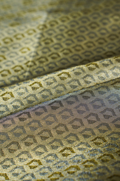 UTSAV BANARAS 353: Ivory Gold Brocade Tissue Silk Saree with Multicolor Peacock Meenakari Zari Border &amp; Palla