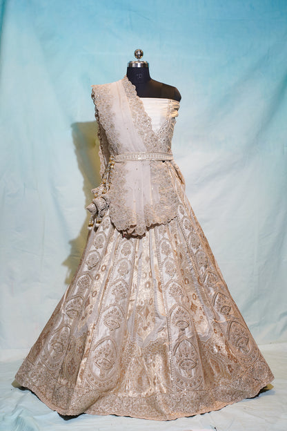 "Mansi 065" Banarasi Weaving Kadhai-Work Lehenga