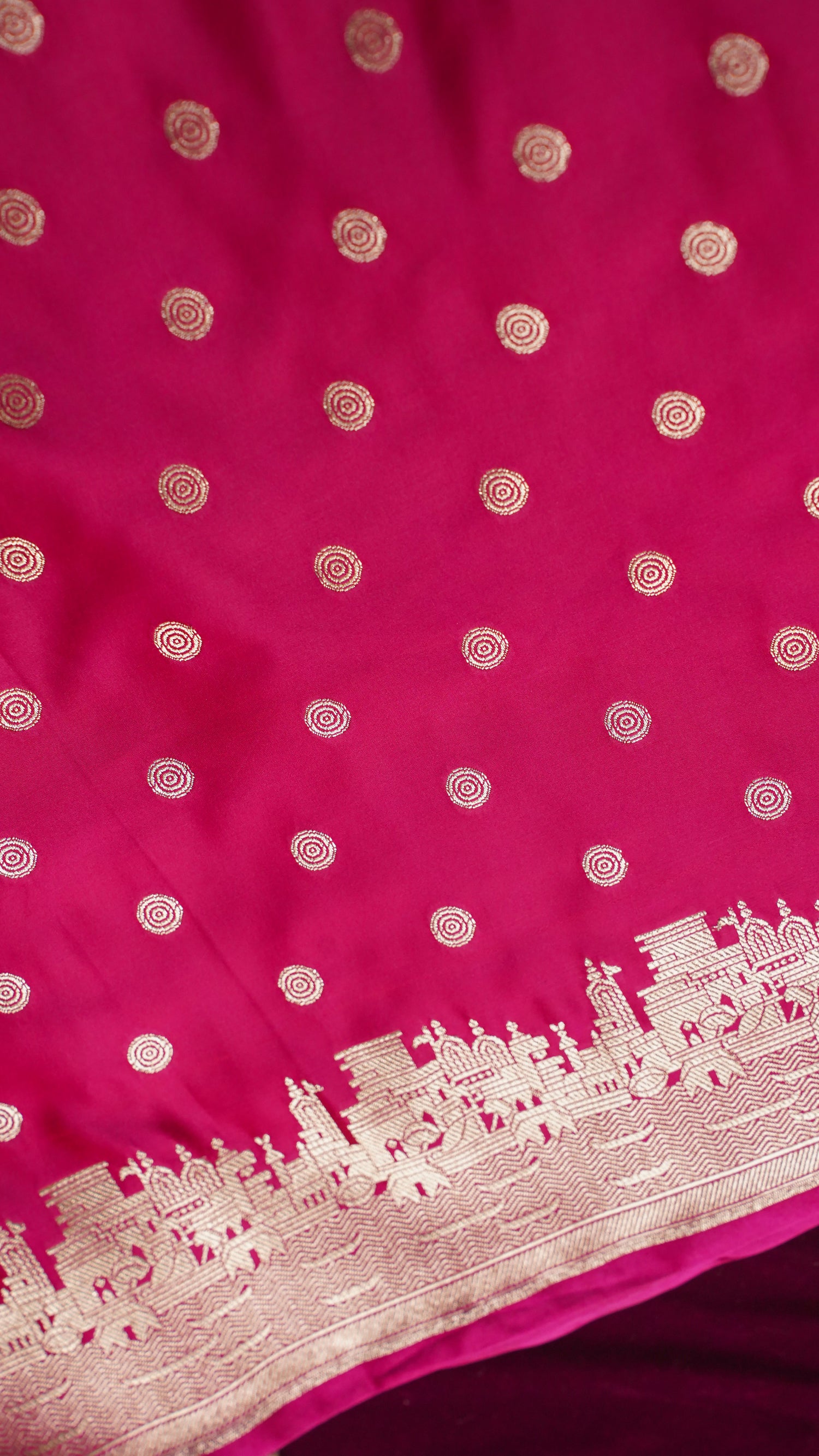 "WAAH BANARAS 055C" Banarasi Pure Mashru silk saree with Ghat Border