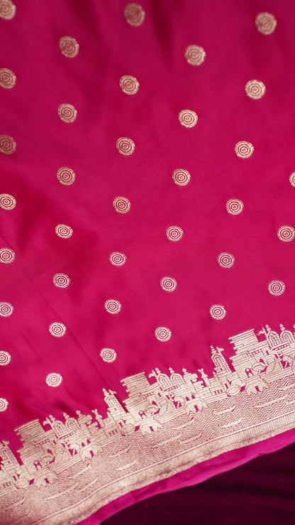 Banarasi Pure Massaru silk saree with Ghat Border