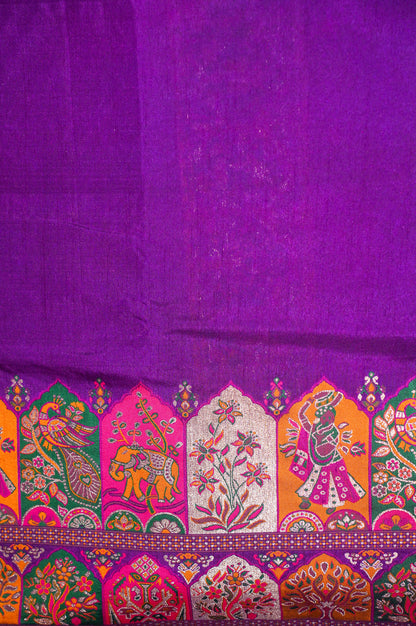 WAAH BANARAS 073: Ultra Violet Pashmina Silk Saree with Artistic Meenakari Work With Beautiful Pallu