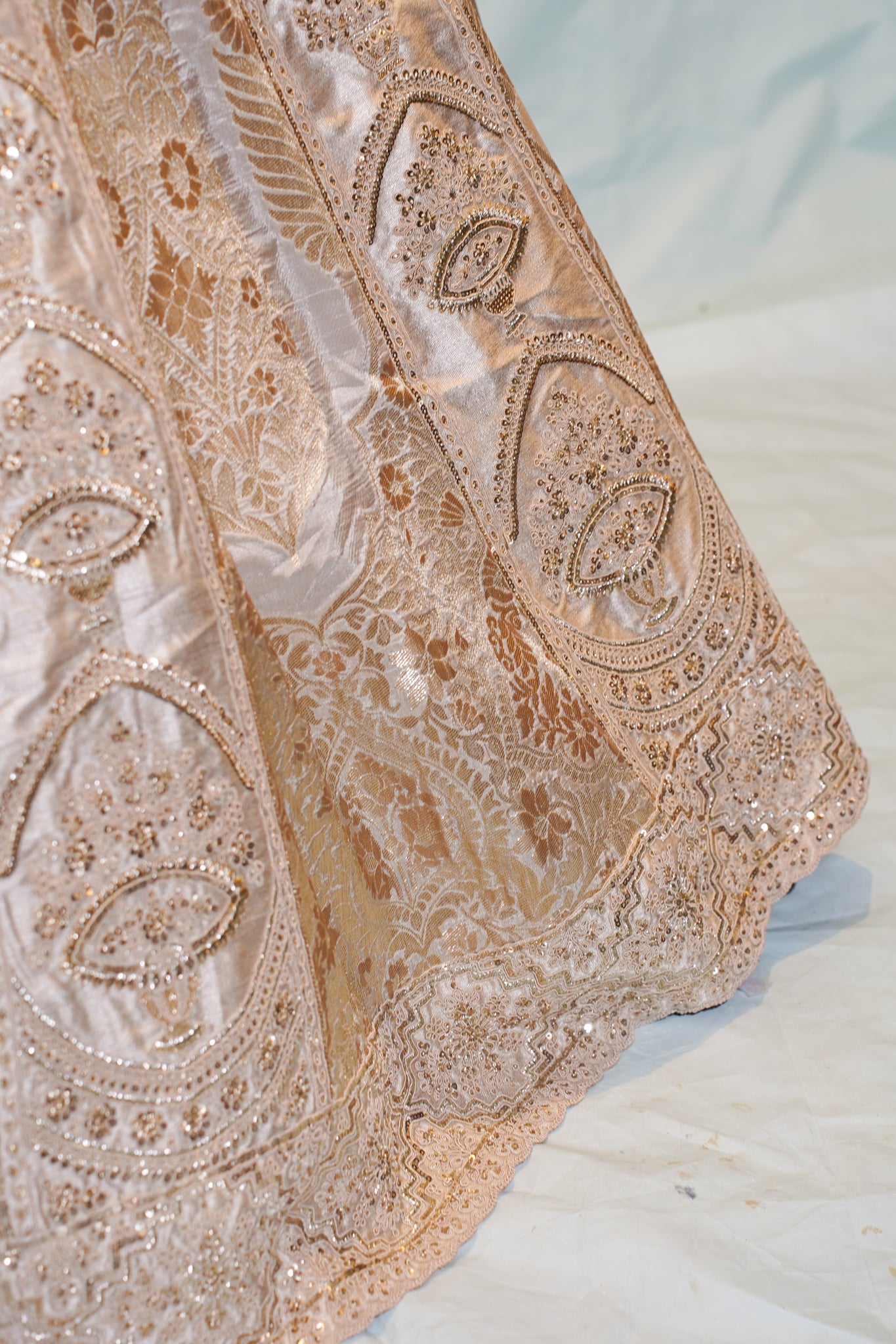 "Mansi 065" Banarasi Weaving Kadhai-Work Lehenga