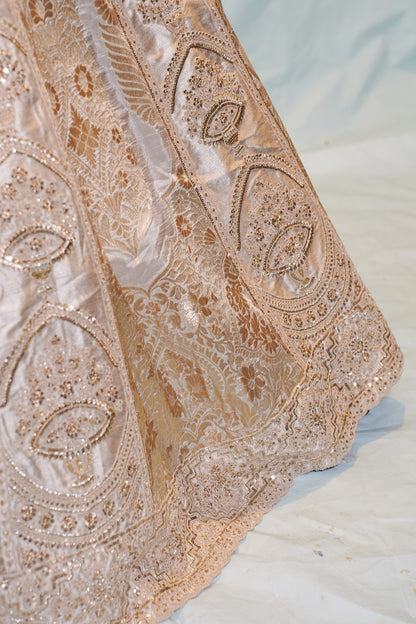 "Mansi 065" Banarasi Weaving Kadhai-Work Lehenga