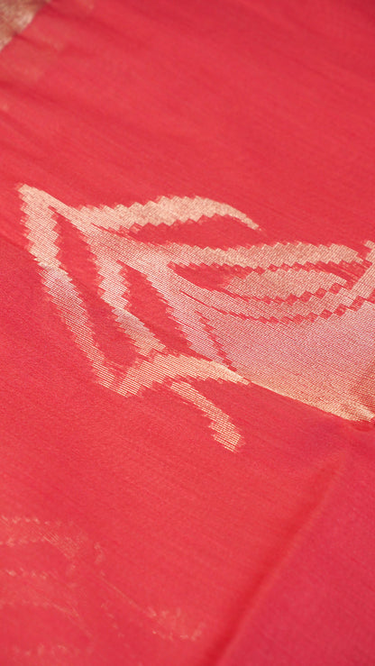 "UTSAV BANARAS 127" Banarasi Red Linen Upada Butta Silk Saree