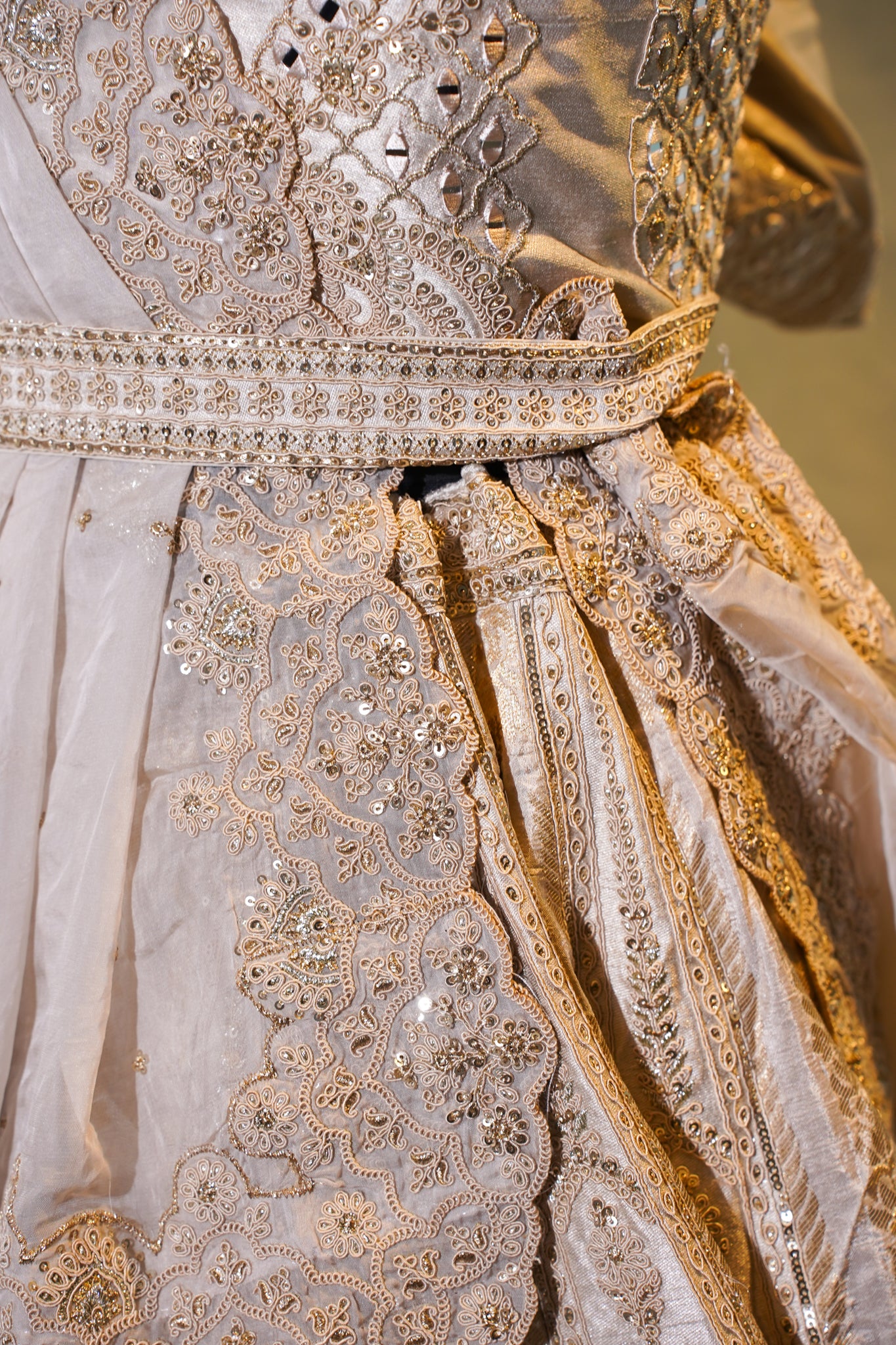 "Mansi 065" Banarasi Weaving Kadhai-Work Lehenga