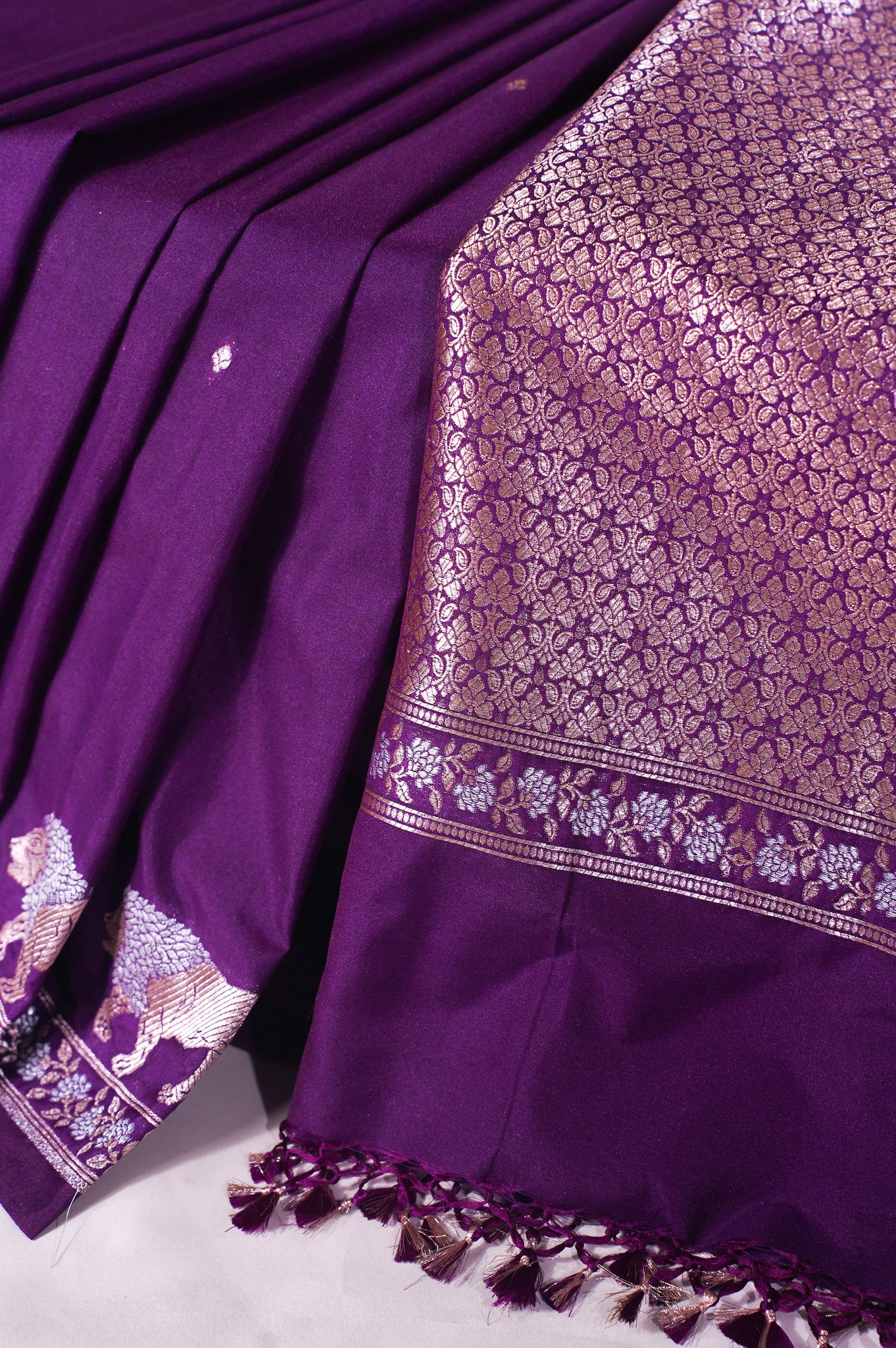 "WAAH BANARAS 112" Banarasi Deep Wine Mango Raw Silk Saree