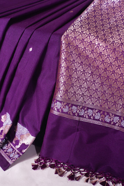 "WAAH BANARAS 112" Banarasi Deep Wine Mango Raw Silk Saree