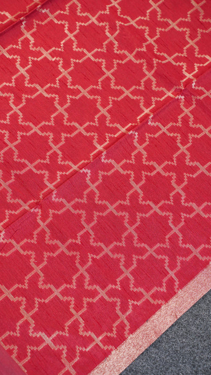 "UTSAV BANARAS 127" Banarasi Red Linen Upada Butta Silk Saree