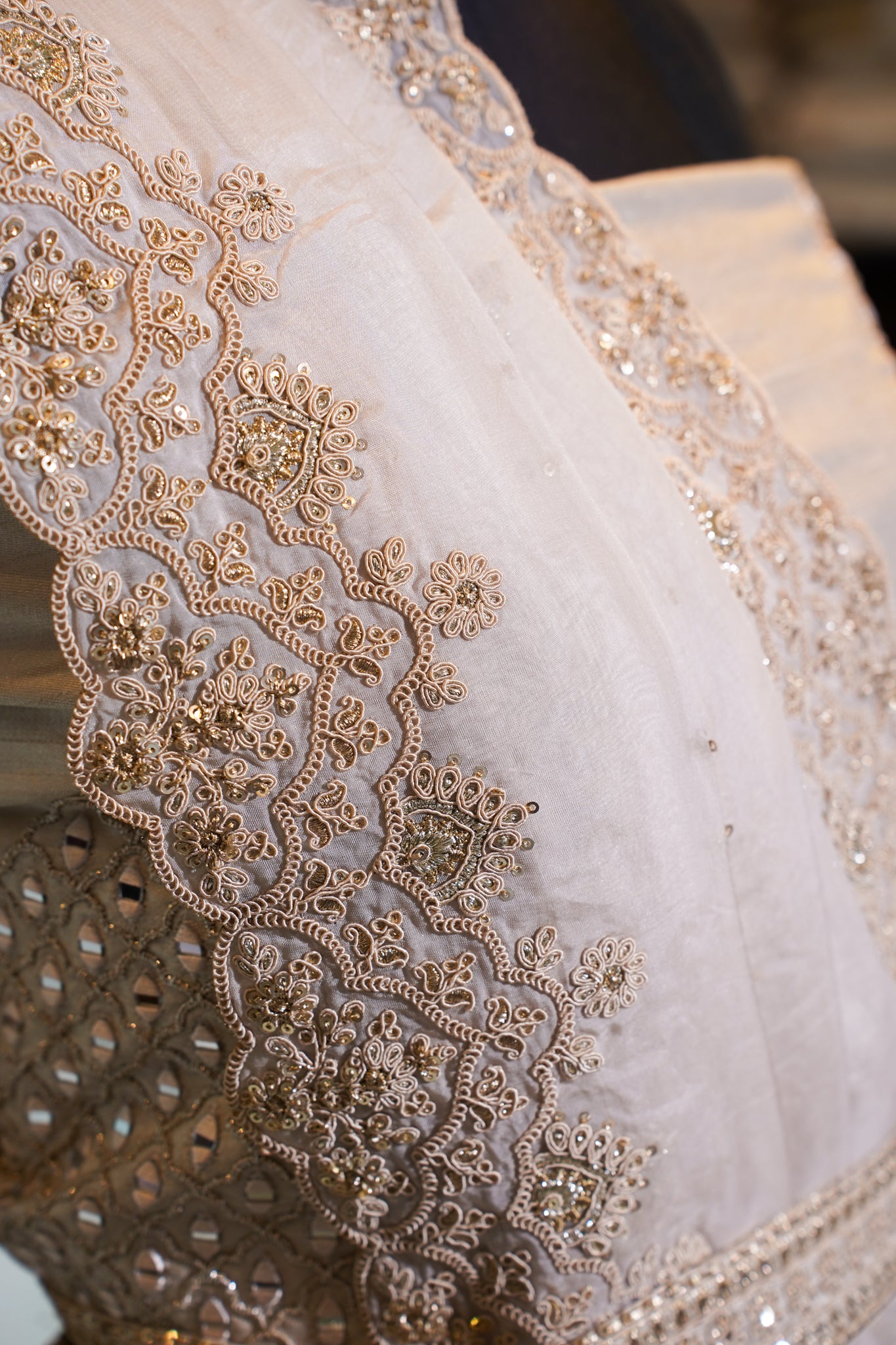 "Mansi 065" Banarasi Weaving Kadhai-Work Lehenga