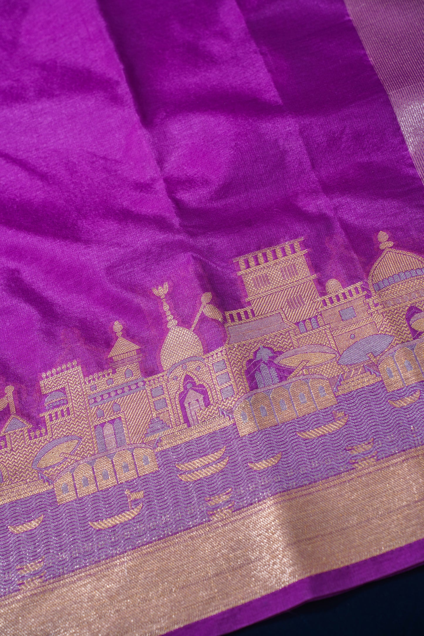 Purple Kashi Ghat Pattern Banarasi silk saree