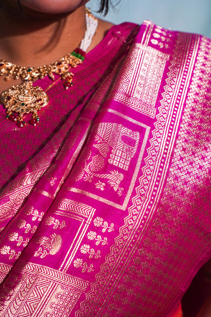 "Virasat 271" Banarasi Uppada Silk With Brocade Traible Motive Saree