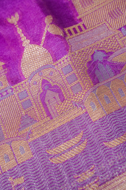 Purple Kashi Ghat Pattern Banarasi silk saree