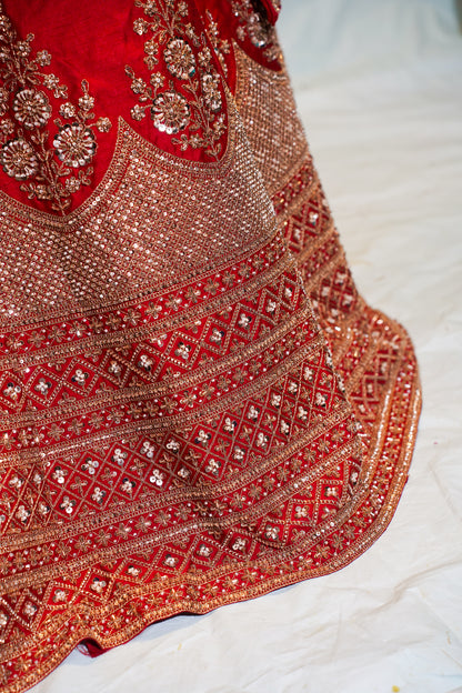 "Mansi 064" Banarasi Handwork Cut-Dana Work Silk Lehenga