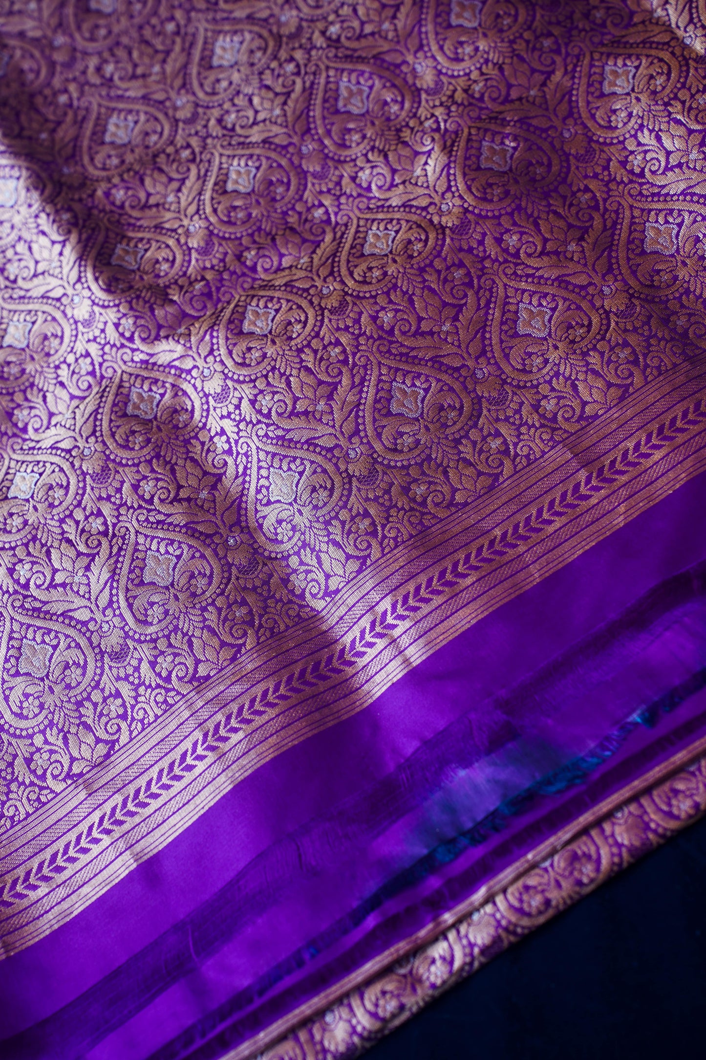 Purple Pure Banarasi Brocade Unstitched Salwar Suit Set