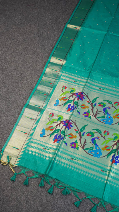 "UTSAV BANARAS 103" Banarasi Green Peacock Pethani Silk Saree