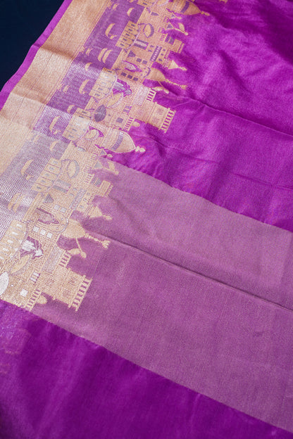 Purple Kashi Ghat Pattern Banarasi silk saree