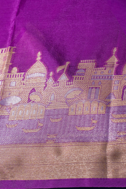 Purple Kashi Ghat Pattern Banarasi silk saree