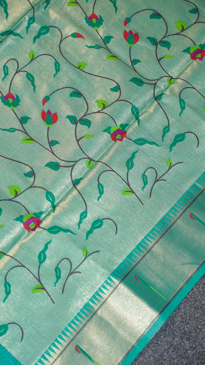 "UTSAV BANARAS 103" Banarasi Green Peacock Pethani Silk Saree