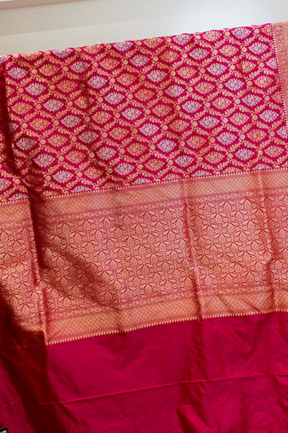 Nita Ambani signature Pink Pure Silk Jangla Saree