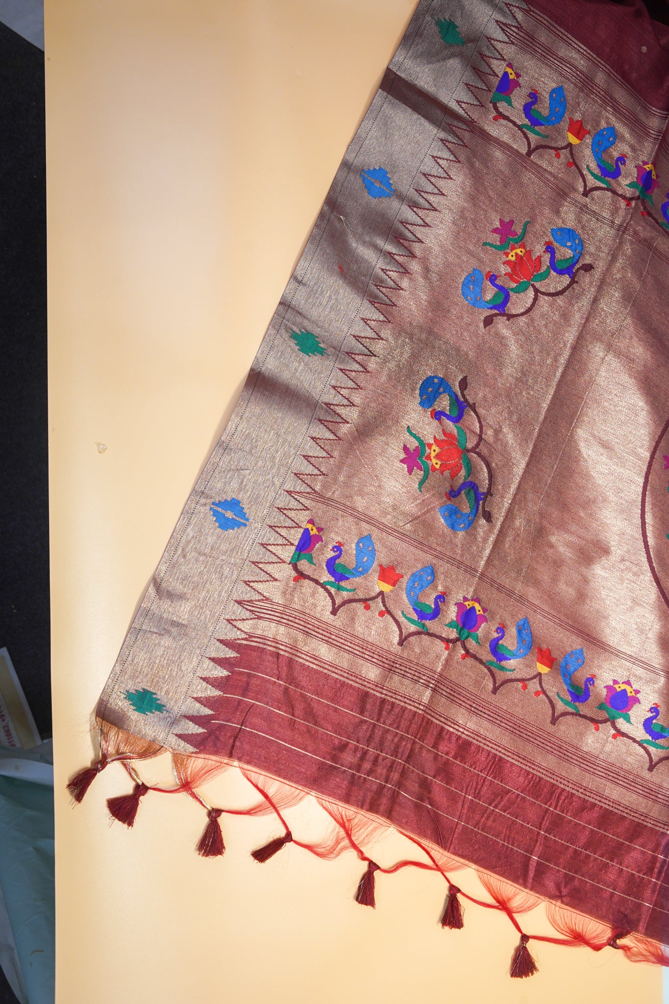 "UTSAV BANARAS 165" Banarasi Maroon Peacock Paithani Saree