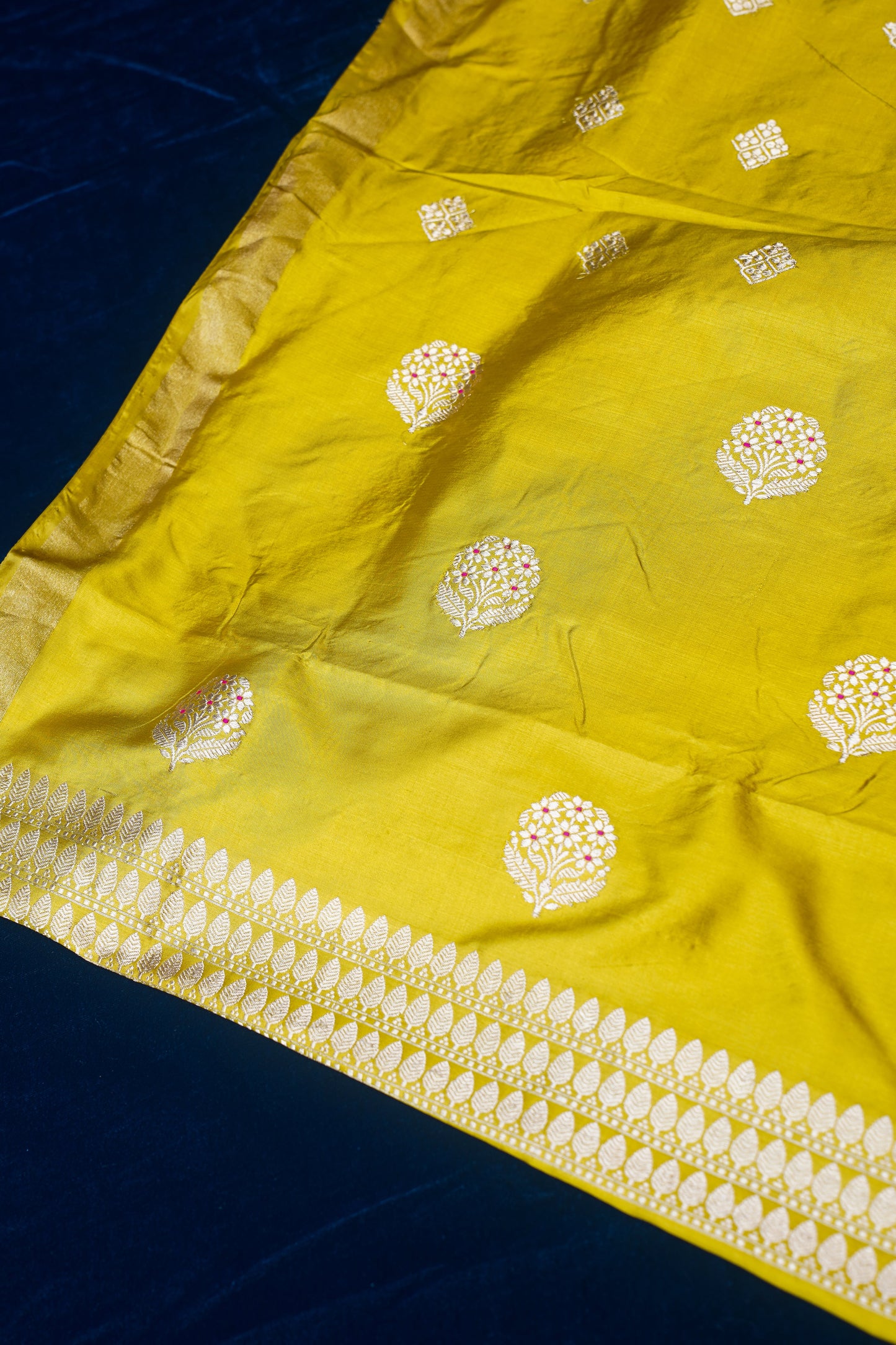 Lemon Yellow Pure Kadwa Banarasi Unstitched Suit Set