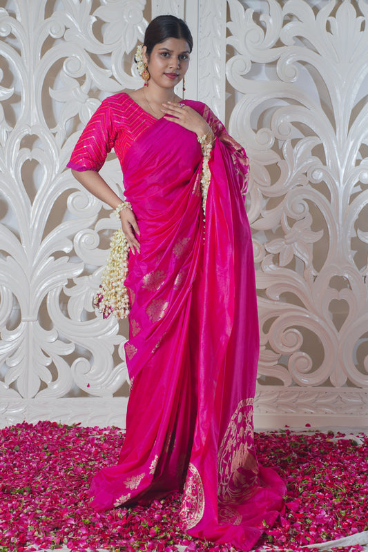 Pink Banarasi Silk Saree