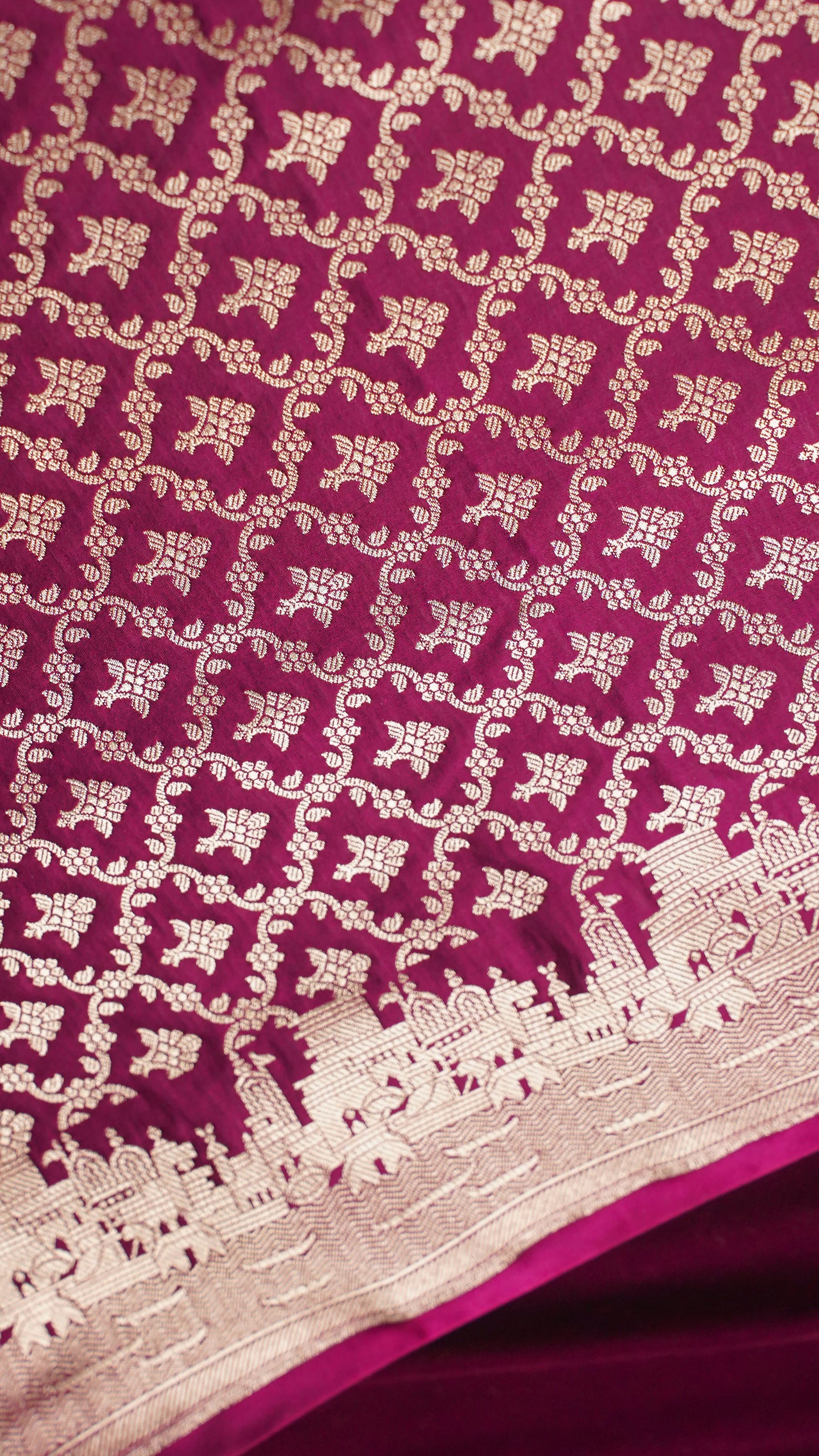 Banarasi Pure Massaru silk saree with Ghat Border