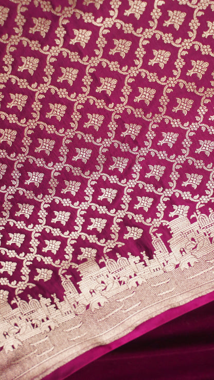 Banarasi Pure Massaru silk saree with Ghat Border