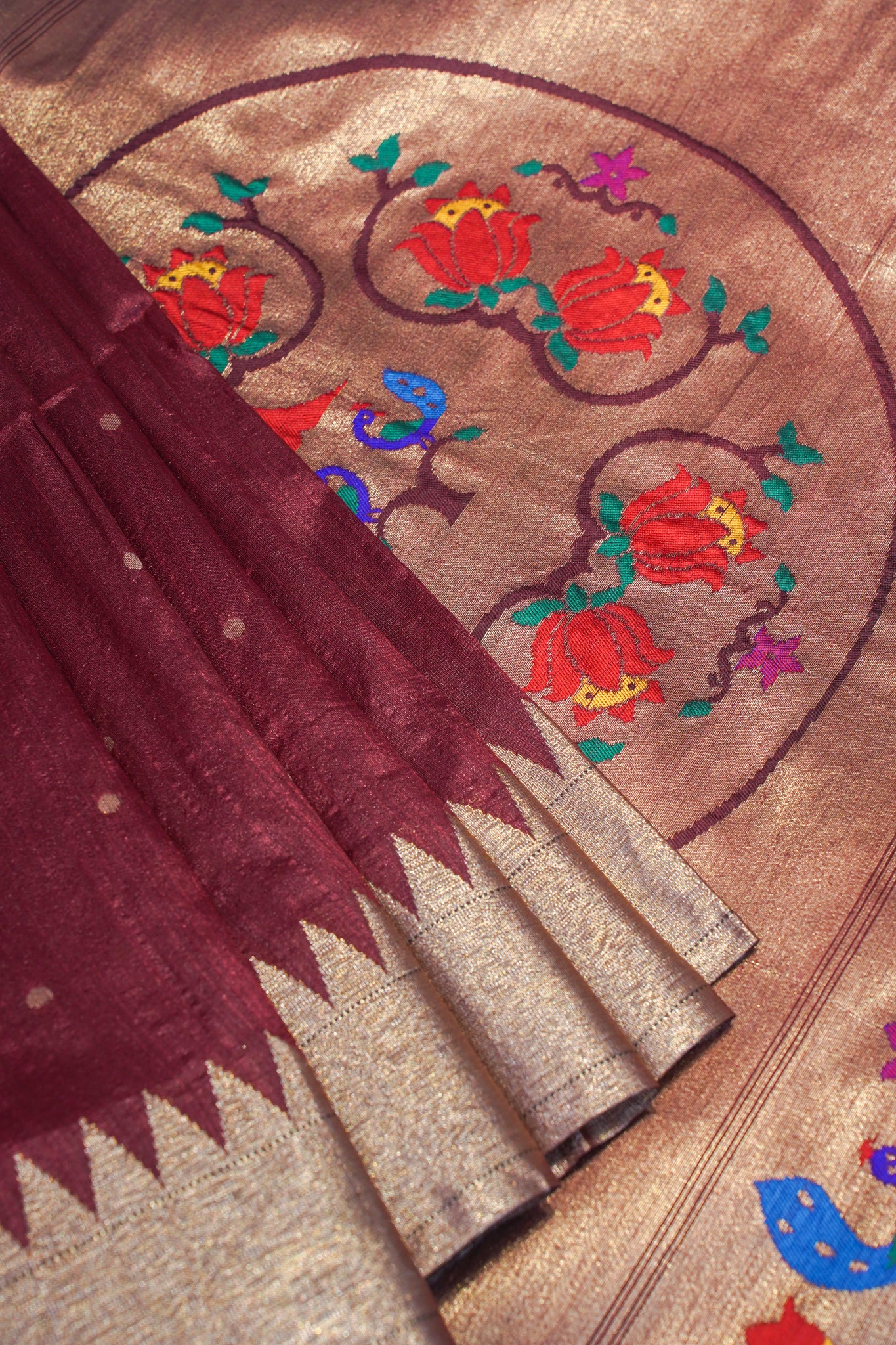 "UTSAV BANARAS 165" Banarasi Maroon Peacock Paithani Saree