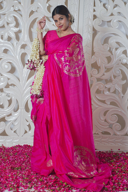 Pink Banarasi Silk Saree