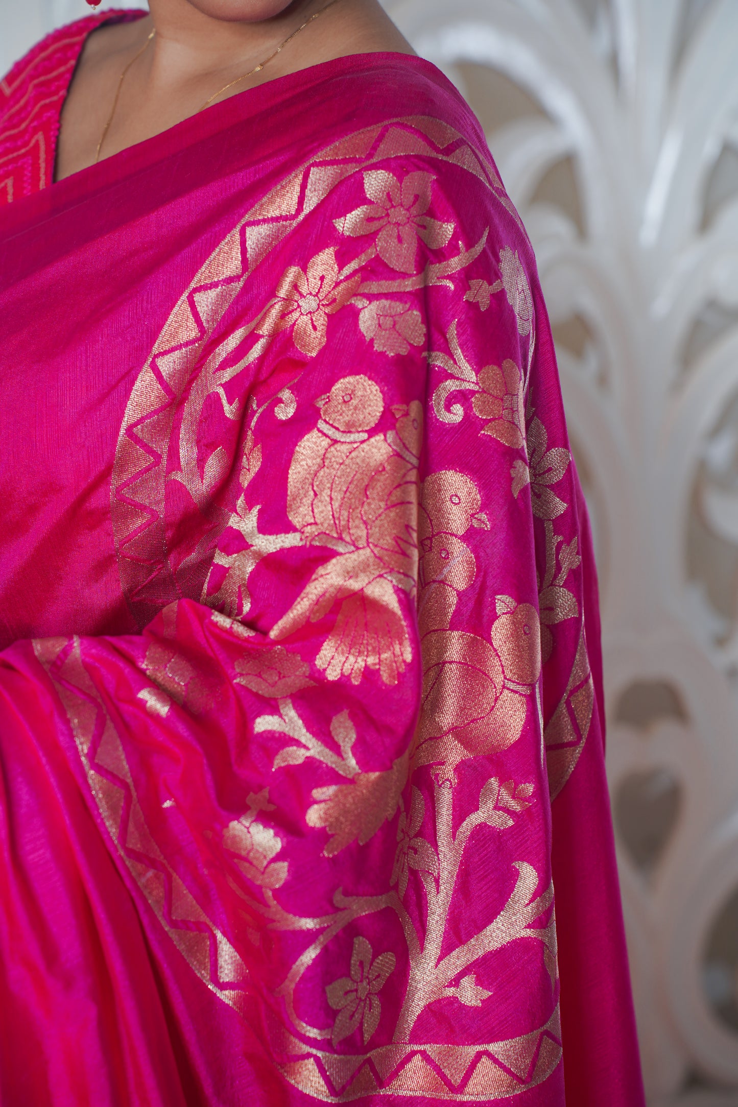 Pink Banarasi Silk Saree