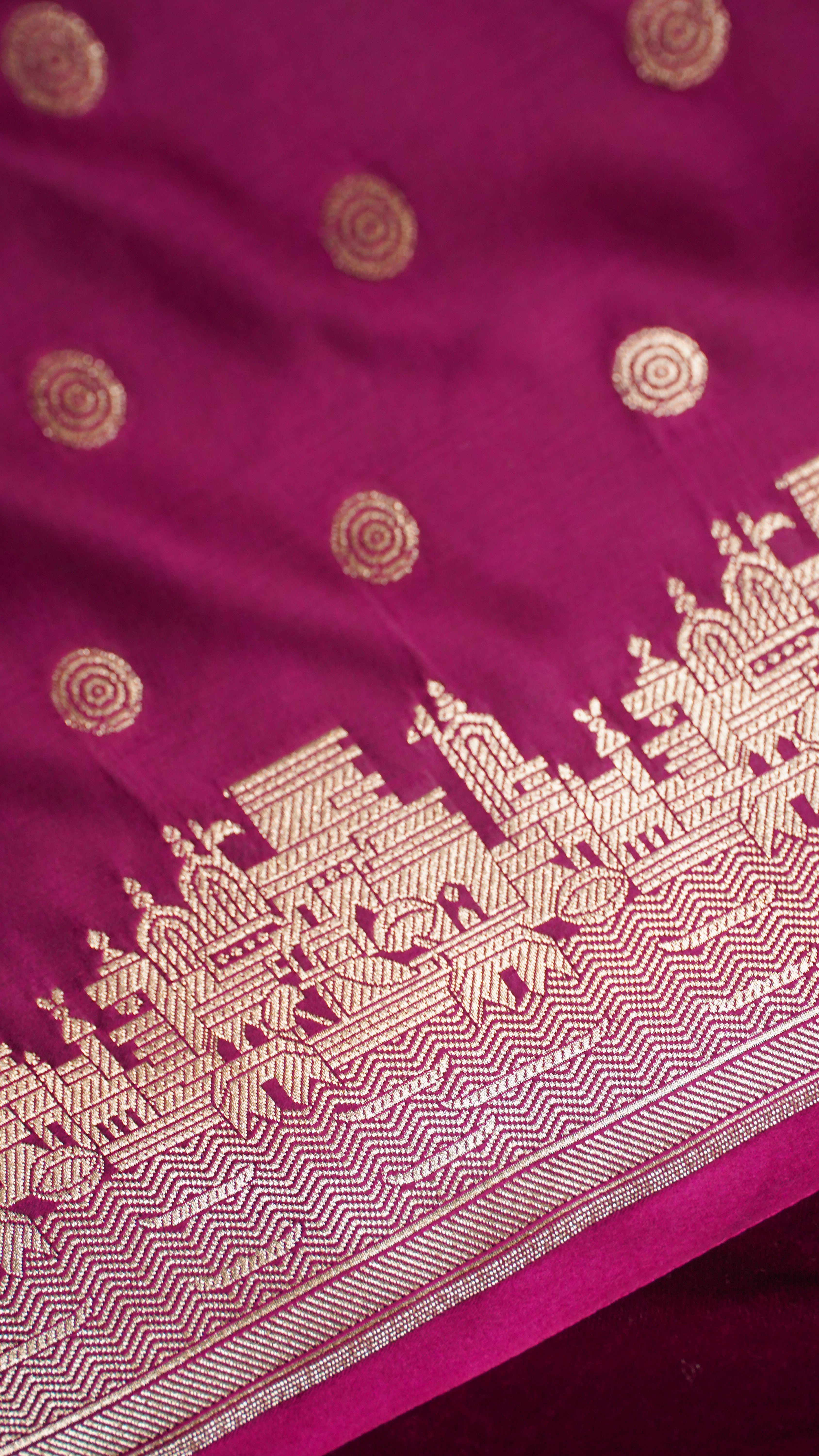 "WAAH BANARAS 055D" Banarasi Pure Mashru silk saree with Ghat Border