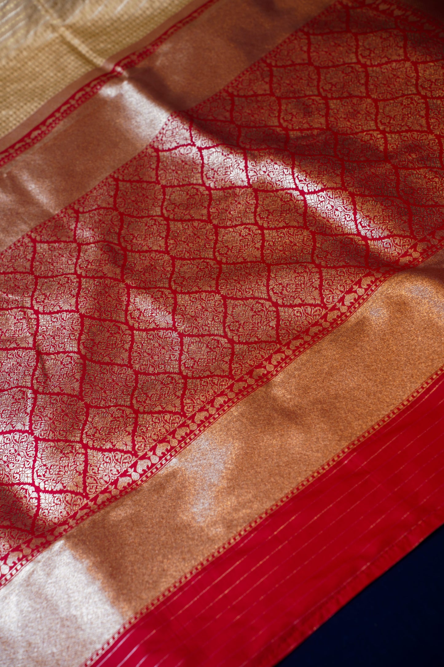 Golden Pure Banarasi Digital Silk Handloom Saree