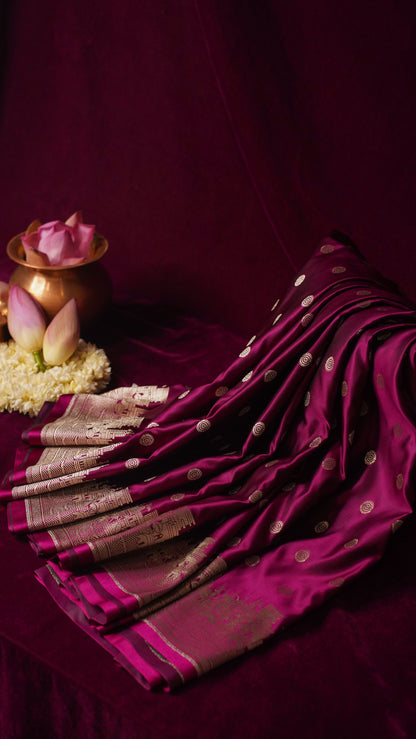 Banarasi Pure Massaru silk saree with Ghat Border