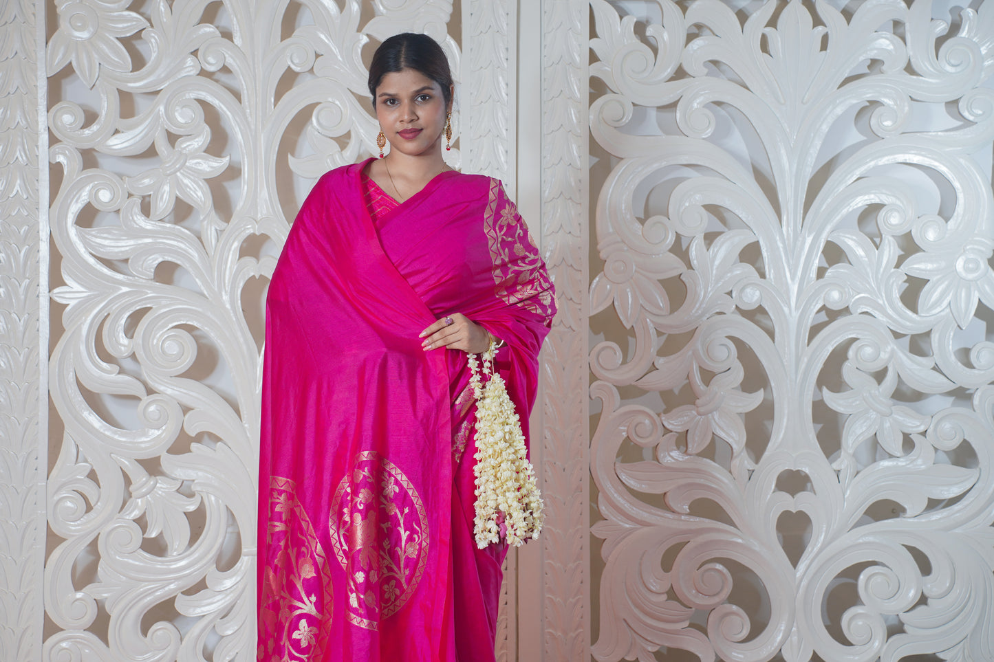 Pink Banarasi Silk Saree