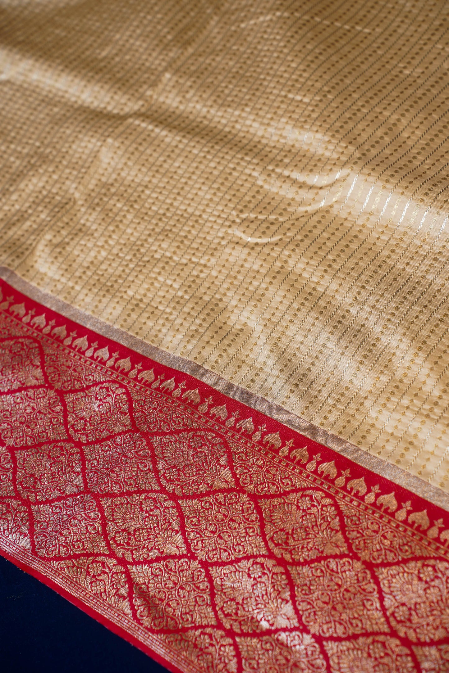 Golden Pure Banarasi Digital Silk Handloom Saree