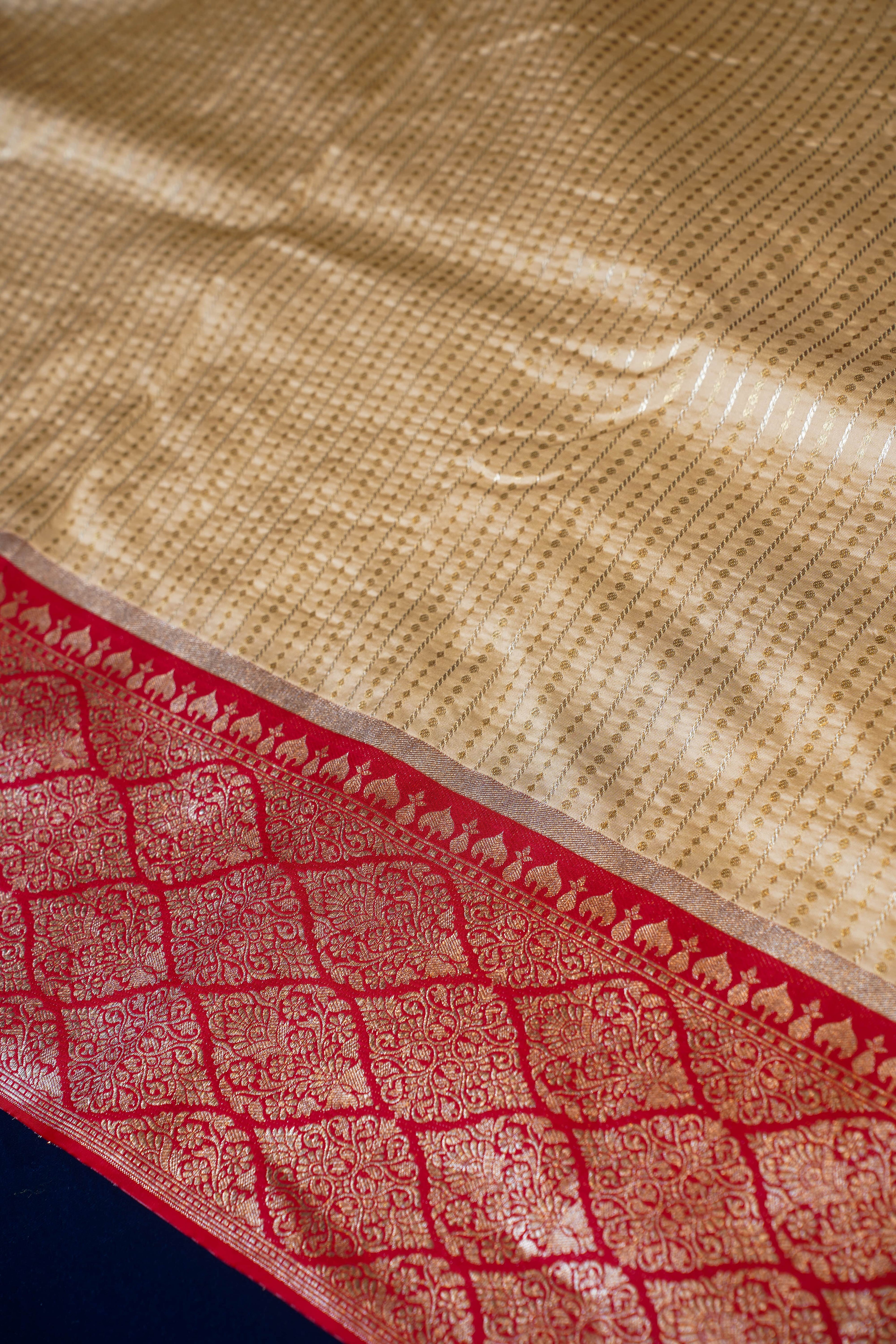 Golden Pure Banarasi Digital Silk Handloom Saree