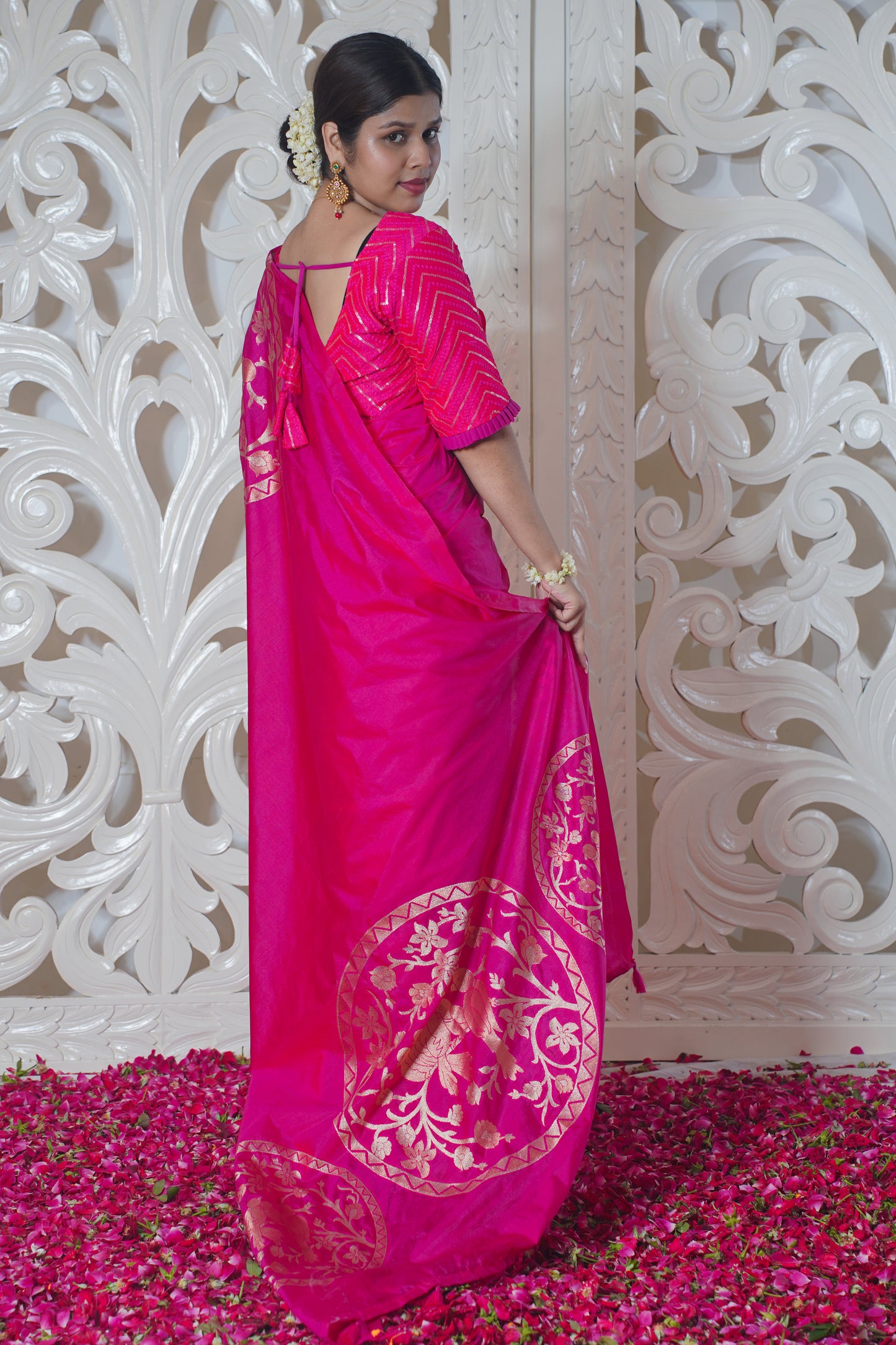 Pink Banarasi Silk Saree