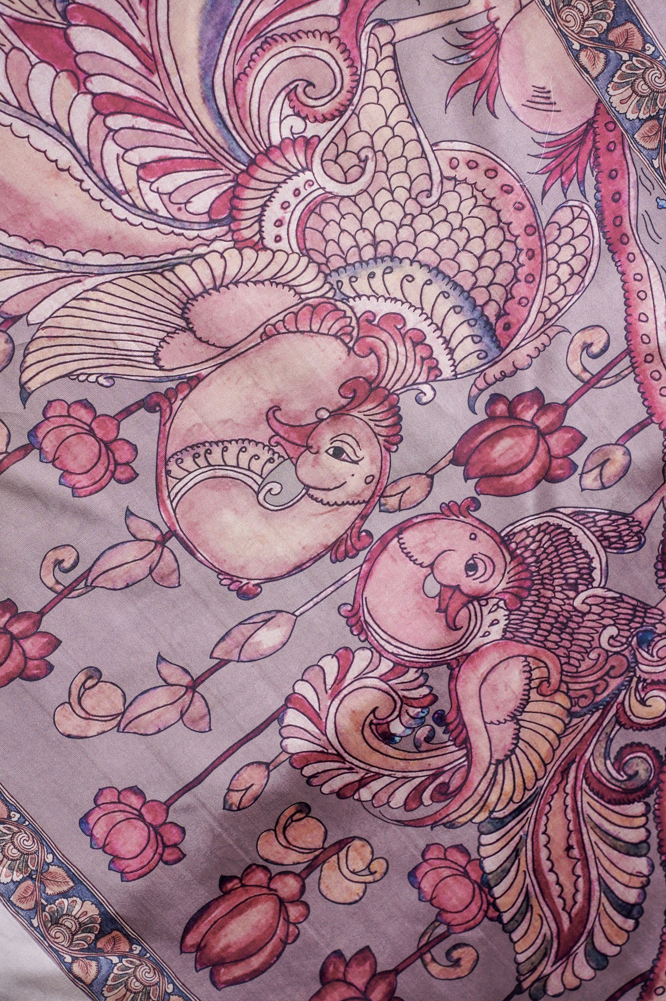 "UTSAV BANARAS 243" Banarasi Artistic Kalamkari Soft Silk Saree With Mythical Bird Motifs