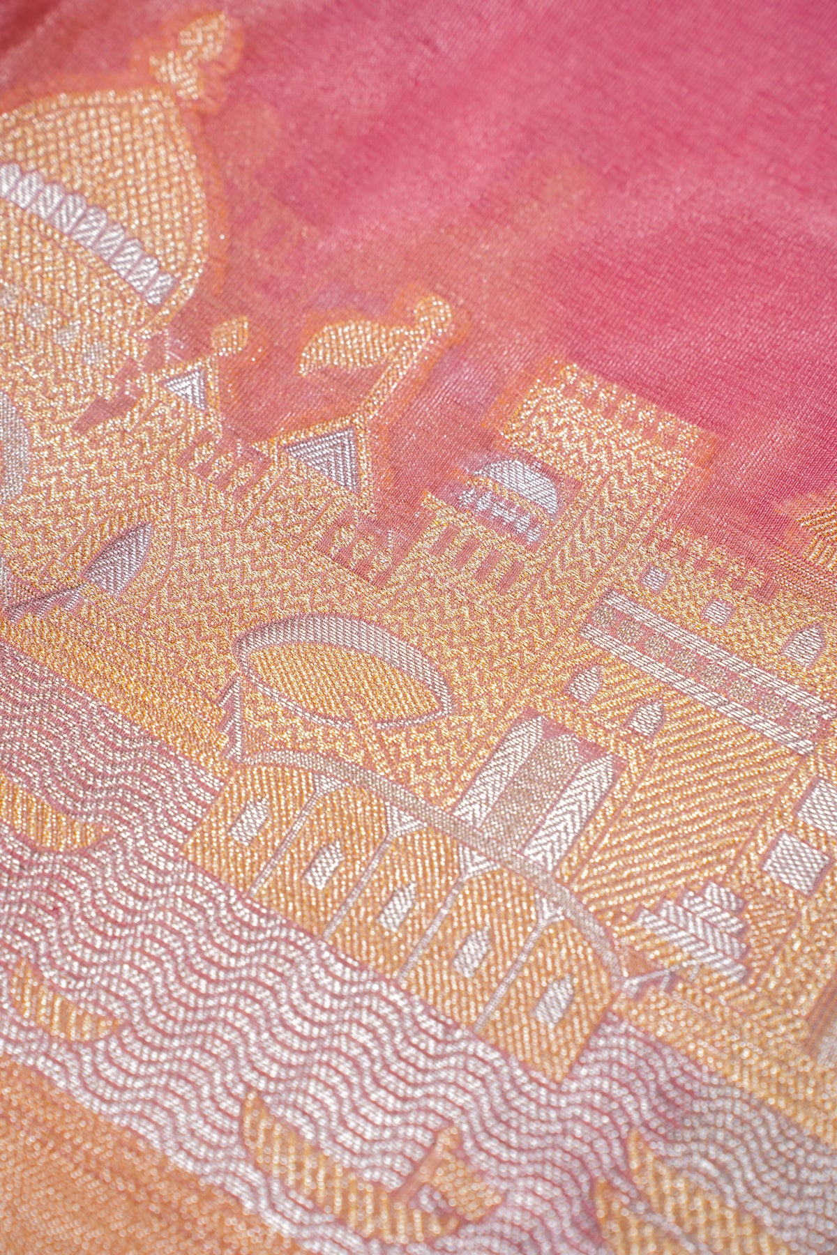 "UTSAV BANARAS 003C" Banarasi Light Pink Kashi Ghat Pattern Silk Saree