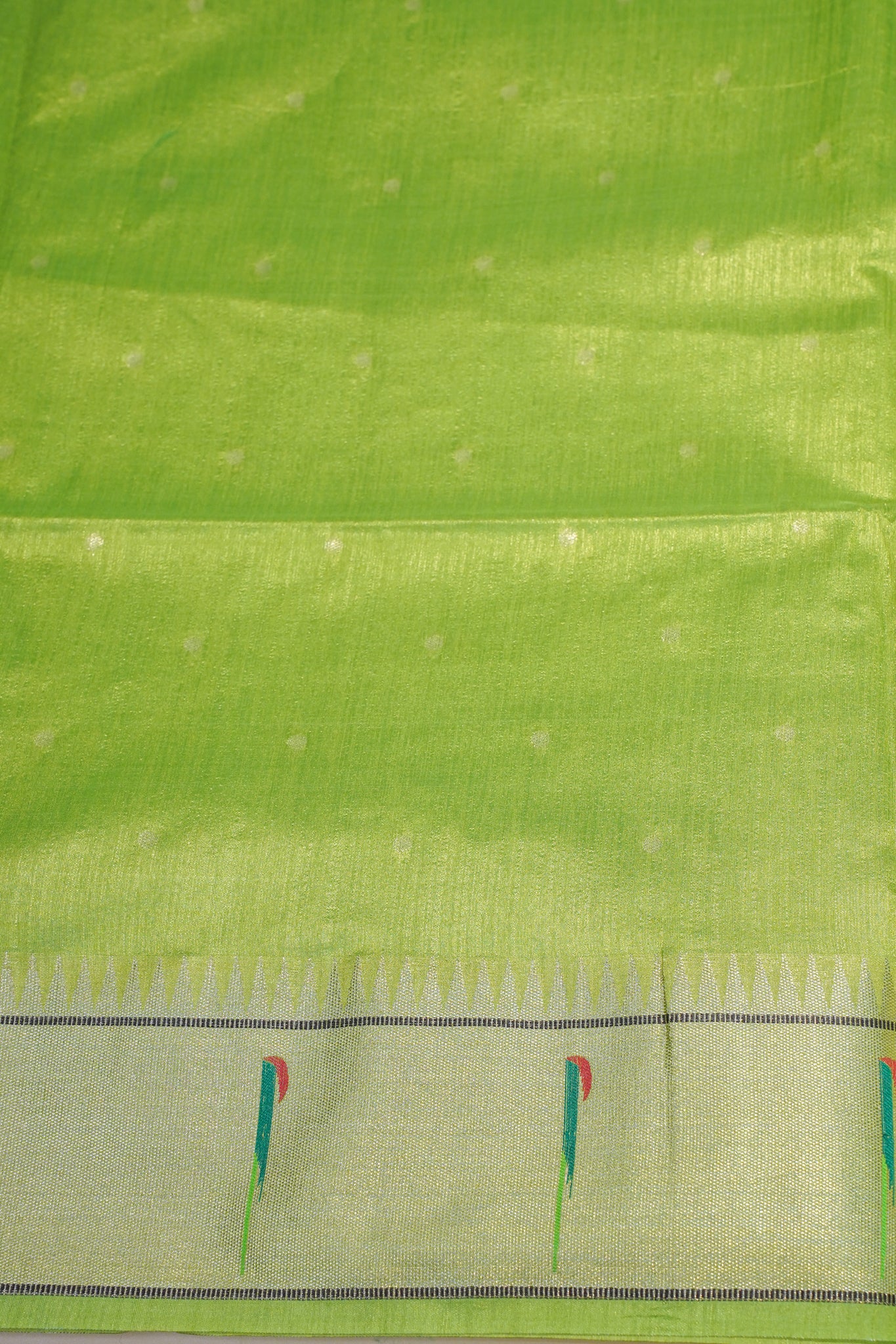 "UTSAV BANARAS 255" Parrot Green Banarasi Paithani Silk Saree With Peacock Motif