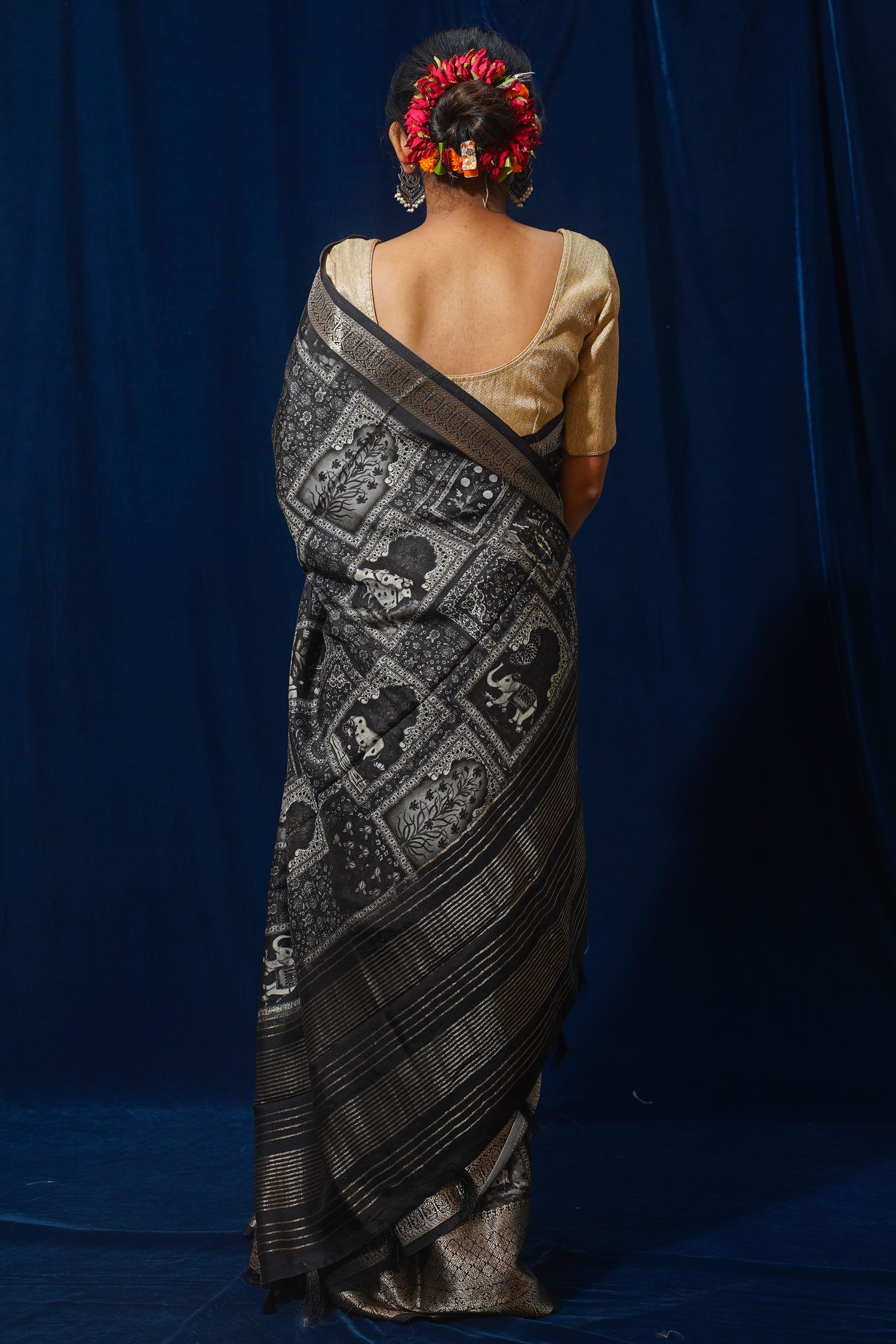 Kalavati Natural Moonga Georgette Saree With Handloom Border