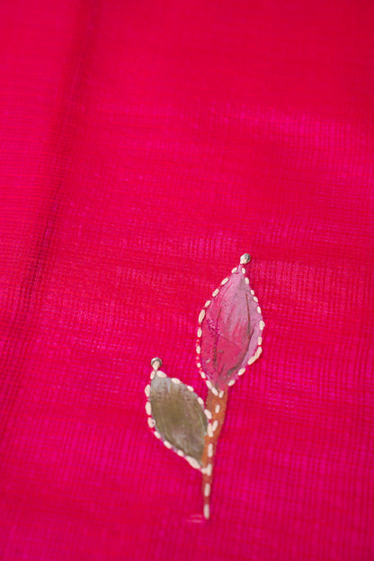 "UTSAV BANARAS 337" Banarasi Vibrant Rani Red Munga Silk Saree with Floral Applique Work