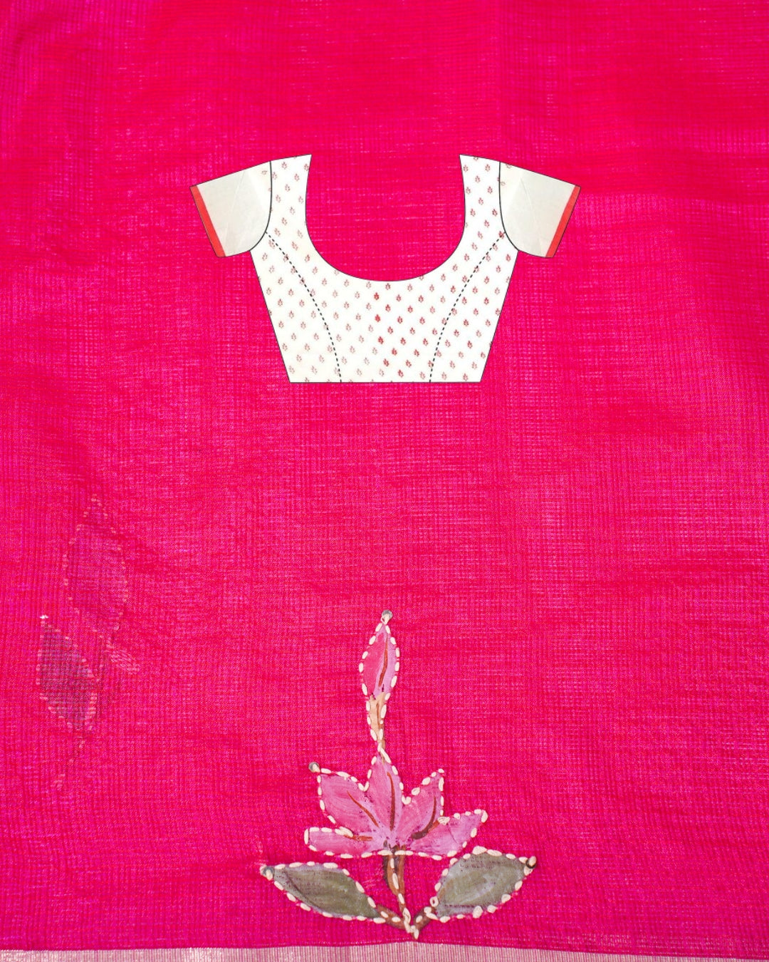 "UTSAV BANARAS 337" Banarasi Vibrant Rani Red Munga Silk Saree with Floral Applique Work