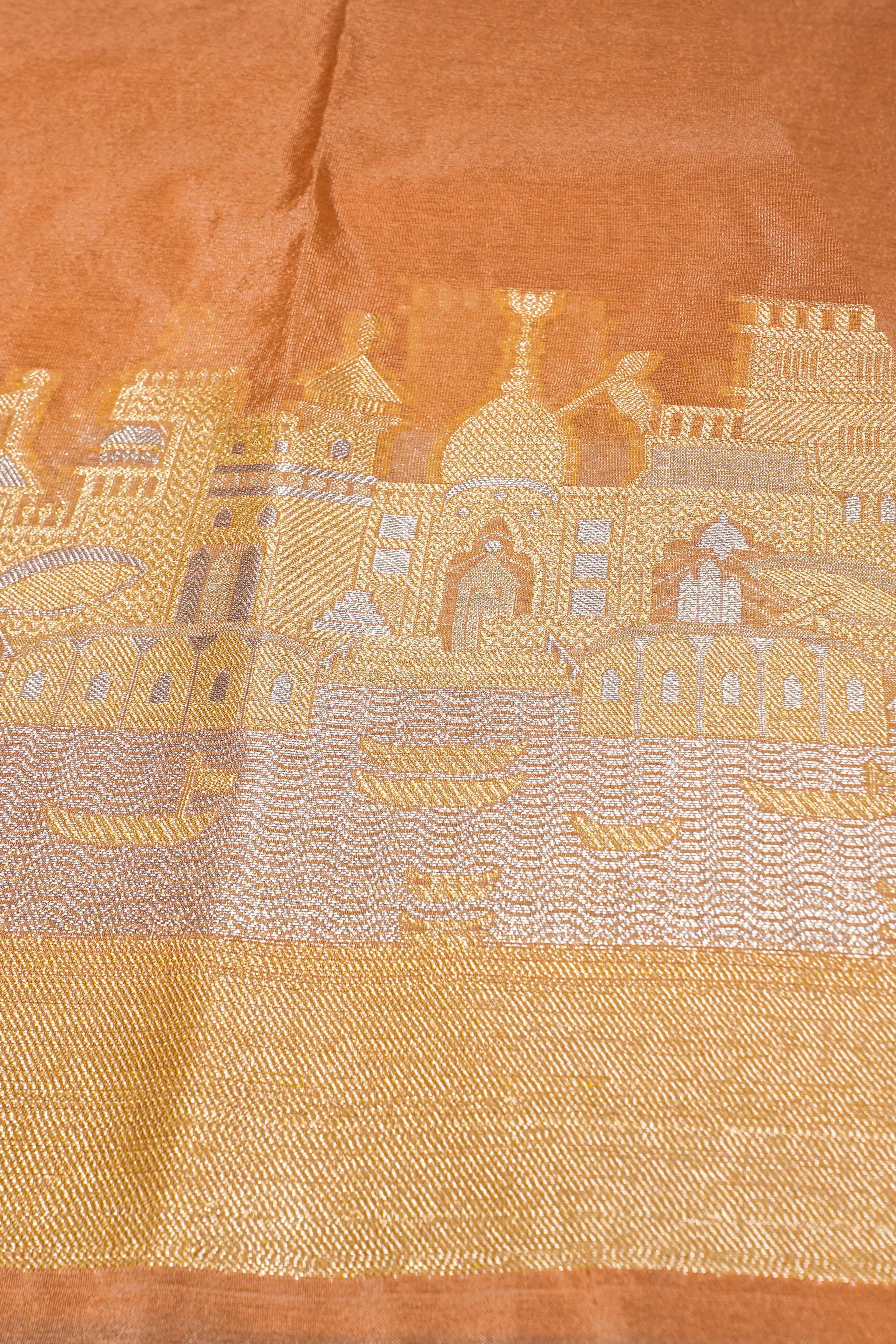 "UTSAV BANARAS 003D" Banarasi Peach Kashi Ghat Pattern Silk Saree